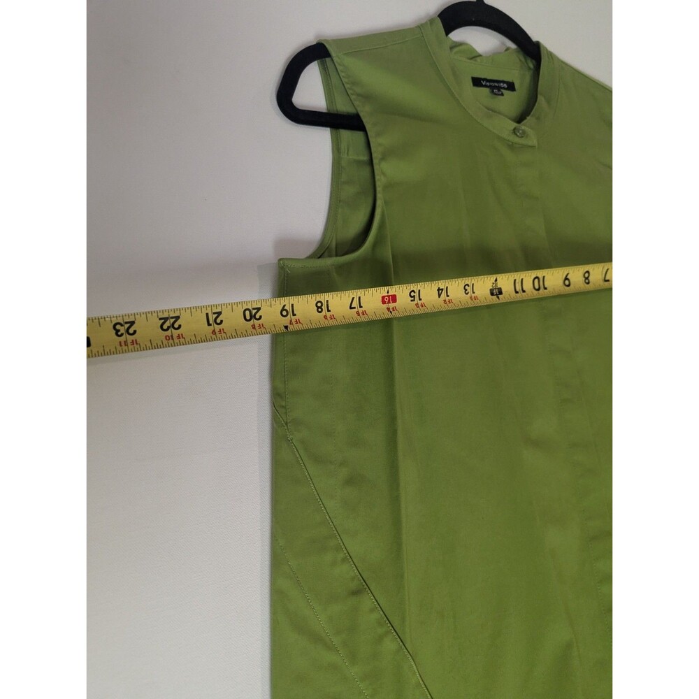 Vision 155 Sleeveless Button‎ Tunic Blouse Green 97% Cotton Women Regular - Picture 6 of 6